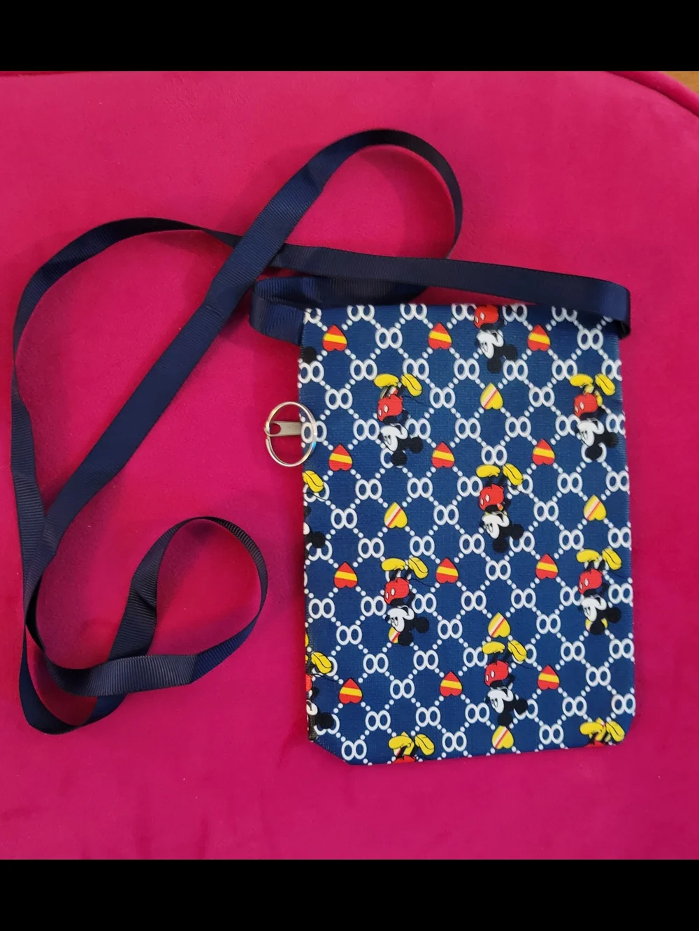 Navy Mickey Pattern Crossbody Bag